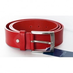 Červený italský kožený opasek. Šířka 39 mm, délka 110 cm