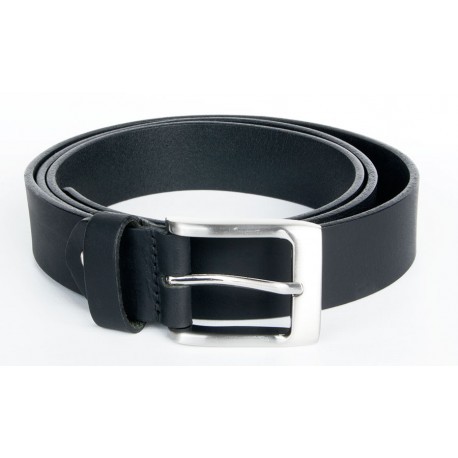 Kožený černý opasek 125 cm dlouhý z pevné silné kůže s matným povrchem 35 mm široký