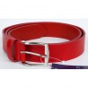 Červený italský kožený opasek. Šířka 35 mm, délka 115 cm