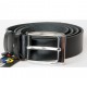 Pánský černý kožený opasek, šířka 37 mm, délka 195 cm