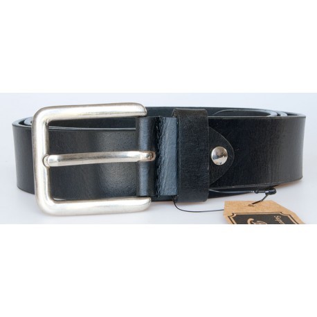 Černý hladký kožený opasek šířka 39 mm, délka 105 cm