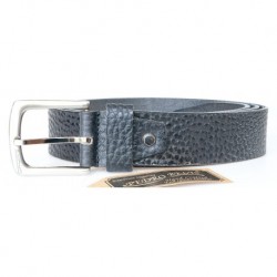 Černý silný pevný kožený opasek se strukturovaným povrchem šířka 39 mm, délka 105 cm