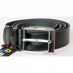 Délka 175 cm - Pánský černý kožený opasek, šířka 37 mm