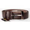 Pánský tmavě hnědý kožený opasek šířka 37 mm, délka 140 cm