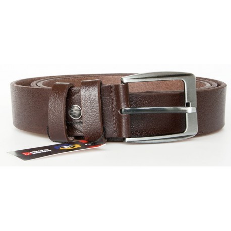 Délka 155 cm - pánský hnědý kožený opasek šířka 37 mm