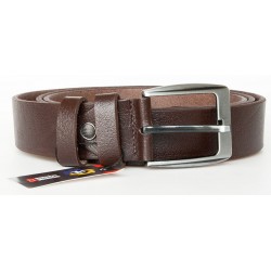 Délka 160 cm - pánský tmavě hnědý kožený opasek šíře 37 mm