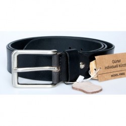 Kožený černý opasek 125 cm dlouhý z pevné silné kůže 38 mm široký