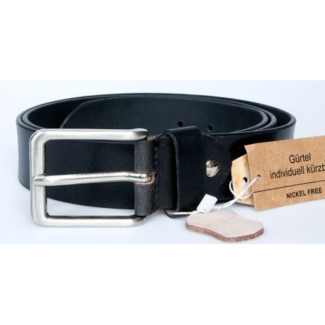 Kožený černý opasek 125 cm dlouhý z pevné silné kůže 38 mm široký