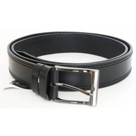 Pánský černý kožený opasek šířka 38 mm, délka 125 cm