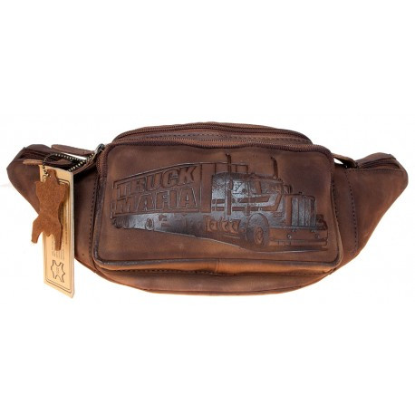 Kožená ledvinka s kamionem TRUCK MAFIA z pevné kůže s pěti kapsami s látkovou podšívkou