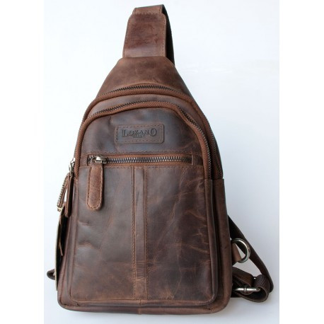 Kožený přesramenný baťůžek Lozano z pevné kůže s látkovou podšívkou