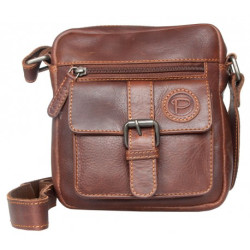 Menší pánská taška z pevné kůže s popruhem přes rameno