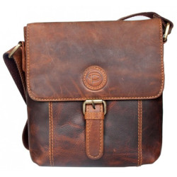 Středně velká pánská taška Pedro z pevné kůže s popruhem přes rameno - ROZBALENÁ