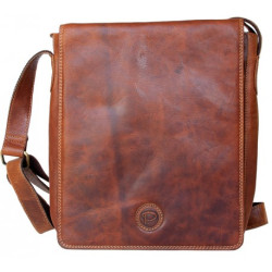 Velká pánská taška z pevné kůže s popruhem přes rameno bez značek a nápisů