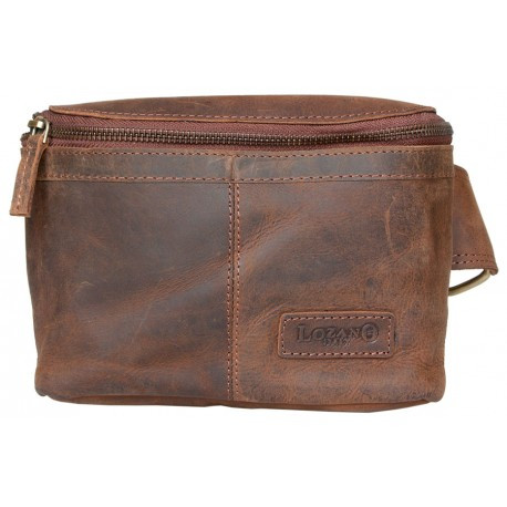 Kožená malá taška Lozano přes rameno nebo na pásek z pevné kůže s látkovou podšívkou