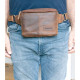 Kožená malá taška Lozano přes rameno nebo na pásek z pevné kůže s látkovou podšívkou