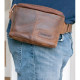 Kožená malá taška Lozano přes rameno nebo na pásek z pevné kůže s látkovou podšívkou