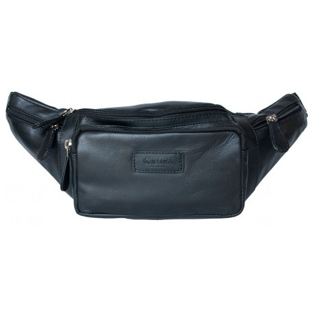 Kožená ledvinka Kabana z pevné kůže s pěti kapsami s látkovou podšívkou