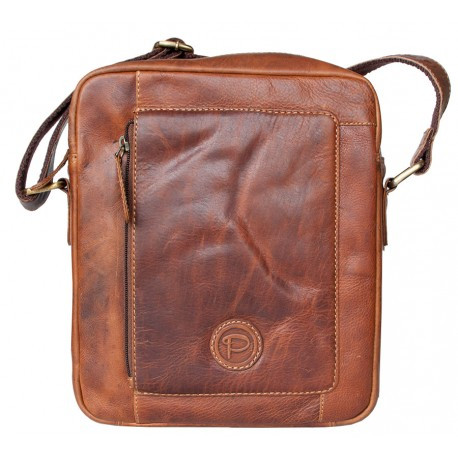 Větší pánská taška Pedro z pevné kůže s popruhem přes rameno ROZBALENÁ