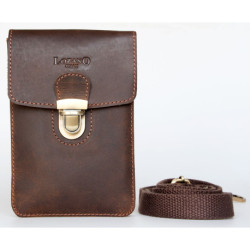 Malá kožená taštička Lozano na pásek nebo popruh z pevné kůže s látkovou podšívkou