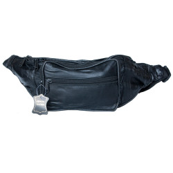 Kožená ledvinka z měkké kůže s šesti kapsami s látkovou podšívkou bez značek a nápisů