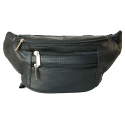 Kožená ledvinka z měkké kůže s čtyřmi kapsami s látkovou podšívkou bez značek a nápisů