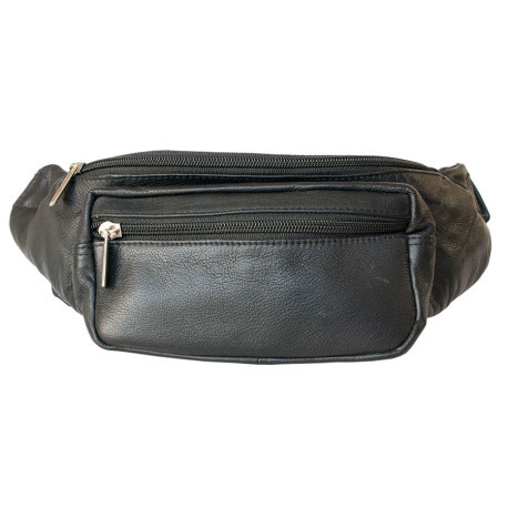 Kožená ledvinka z měkké kůže s třemi kapsami s látkovou podšívkou bez značek a nápisů