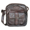 Středně velká pánská taška Lozano z měkké prané tmavě hnědé kůže s popruhem přes rameno