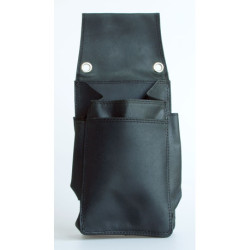 Černá kožená unisex kapsa na číšnickou peněženku - kasírku k zavěšení za opasek