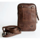 Malá pánská taška Green Valley z hnědé kůže s látkovou podšívkou, s poutkem za pásek a popruhem přes rameno ROZBALENÁ