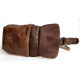 Malá pánská taška Green Valley z hnědé kůže s látkovou podšívkou, s poutkem za pásek a popruhem přes rameno ROZBALENÁ