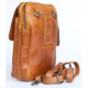 Malá pánská taška Green Valley ze světle hnědé prané olejované měkké kůže s poutkem za pas a popruhem přes rameno