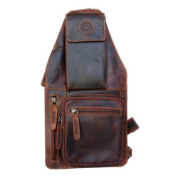 Kožený baťůžek Pedro na nošení přes rameno z pevné kůže s látkovou podšívkou
