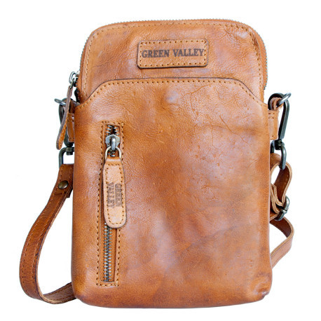 Malá pánská taška Green Valley ze světle hnědé kůže s poutkem za pas i popruhem přes rameno