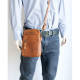 Malá pánská taška Green Valley ze světle hnědé kůže s poutkem za pas i popruhem přes rameno ROZBALENÁ