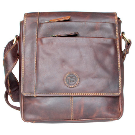 Středně velká pánská kožená taška Pedro s popruhem přes rameno - ROZBALENÁ