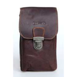 Prostorná kožená taštička Lozano na pásek nebo přes rameno z pevné kůže s látkovou podšívkou