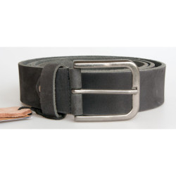 Šedý pánský kožený opasek. Šířka 39 mm, délka 120 cm