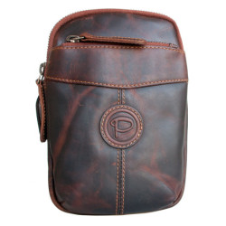 Prostorná kožená taštička Pedro na pásek nebo přes rameno z hlazené kůže s látkovou podšívkou