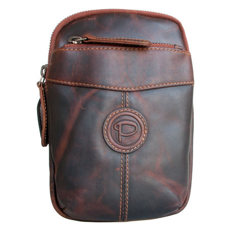 Prostorná kožená taštička Pedro na pásek nebo přes rameno z hlazené kůže s látkovou podšívkou ROZBALENÁ