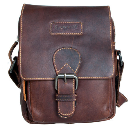 Menší pánská taška Lozano z pevné kůže s popruhem přes rameno ROZBALENÁ